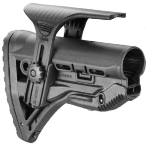FAB Defense FXGLSHOCKCP GL-Shock CP Buttstock for AR-15/ M16/ M4 w/Adjustable Cheek-Rest & Anti-Rattle Mechanism Black Mil-Spec Reinforced Polymer