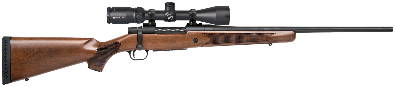 Mossberg 28059 Patriot 25-06 Rem Caliber with 5+1 Capacity, 22" Fluted Barrel, Matte Blued Metal Finish & Walnut Stock Right Hand (Full Size) Includes Vortex Crossfire II 3-9x40mm Scope