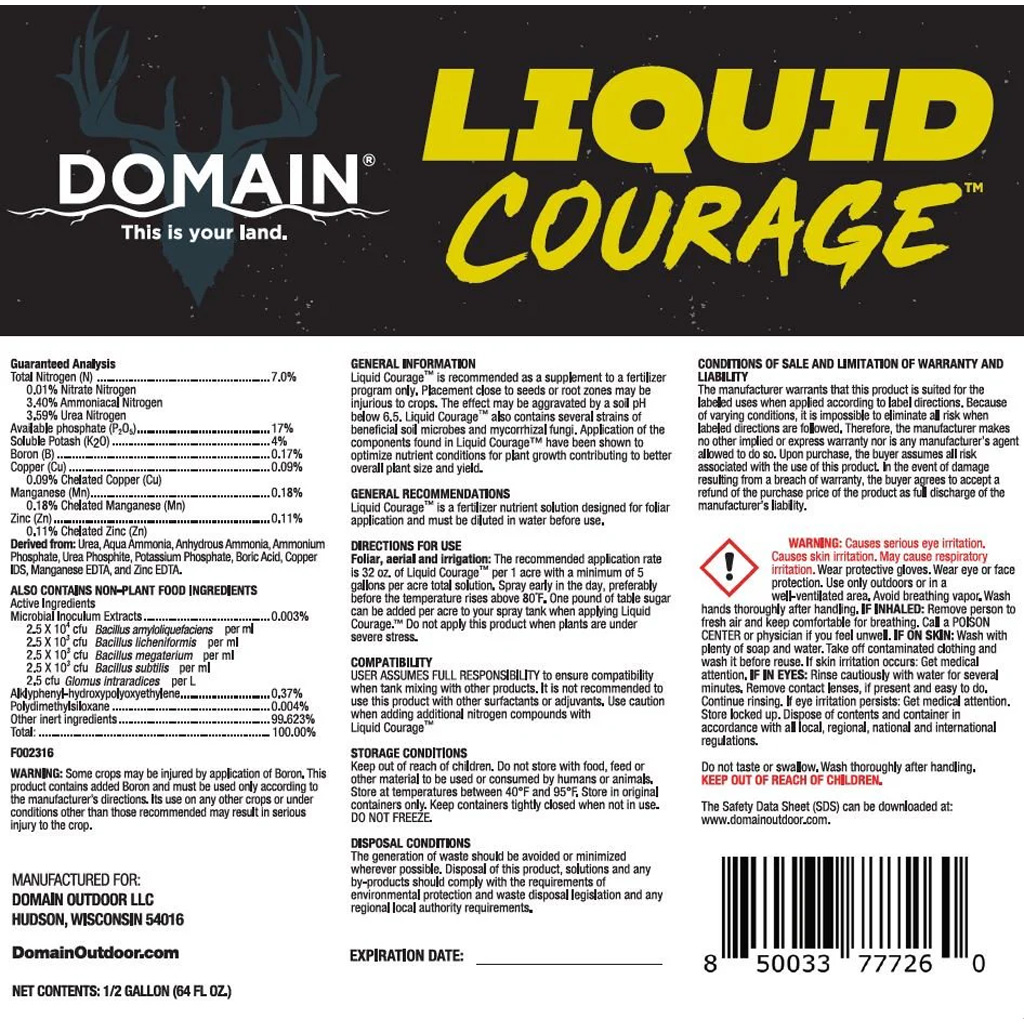Domain Liquid Courage Fertilizer 1/2 Gallon - Image 3