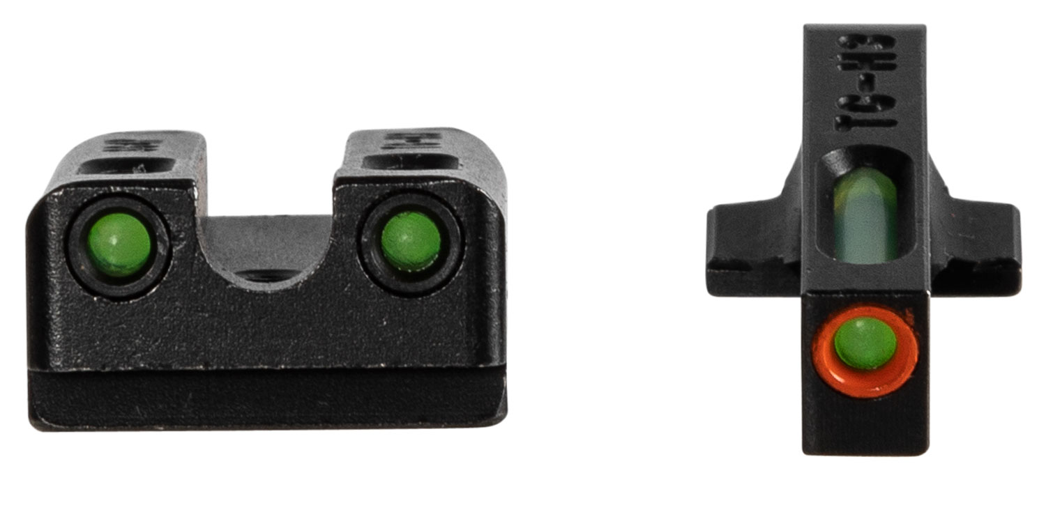 TruGlo TG13SG4PC TFX Pro Black | Green Tritium & Fiber Optic Orange Outline Front Sight Green Tritium & Fiber Optic Rear Sight