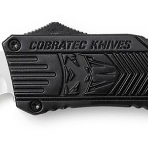 CobraTec Knives LBCTK1LTNS CTK-1  Large 3.25" OTF Tanto Plain D2 Steel Blade/Black Aluminum Handle Features Glass Breaker Includes Pocket Clip