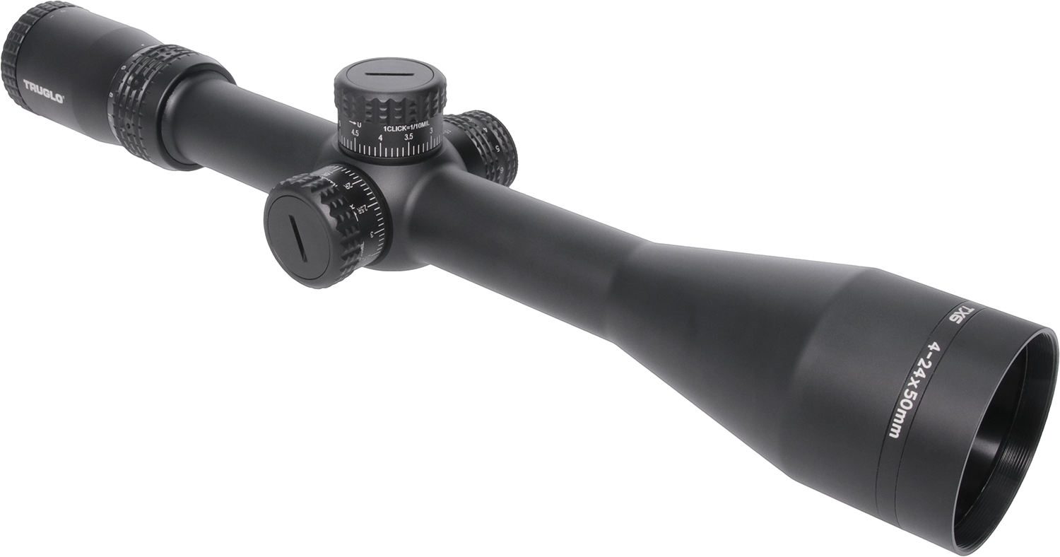 Truglo TG8542TF TX6 4-24x 50mm Obj 30mm Tube Black Finish Illuminated Milliradian First Focal Plane
