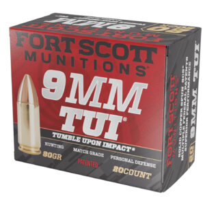 Fort Scott Munitions 9MM080SCV Tumble Upon Impact (TUI) 9mmLuger 80gr Solid Copper Spun 20 Per Box/25 Case