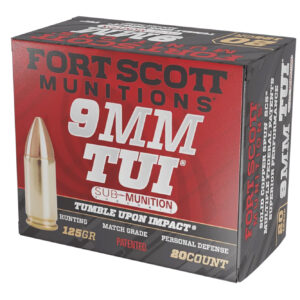 Fort Scott Munitions 9MM125SCVSS Tumble Upon Impact (TUI) 9mmLuger Subsonic 125gr Solid Copper Spun 20 Per Box/25 Case