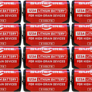 SureFire SF12ABBCS 123A Batteries Red/Black 3.0 Volts 1,550 mAh (12) Single Package Clamshell