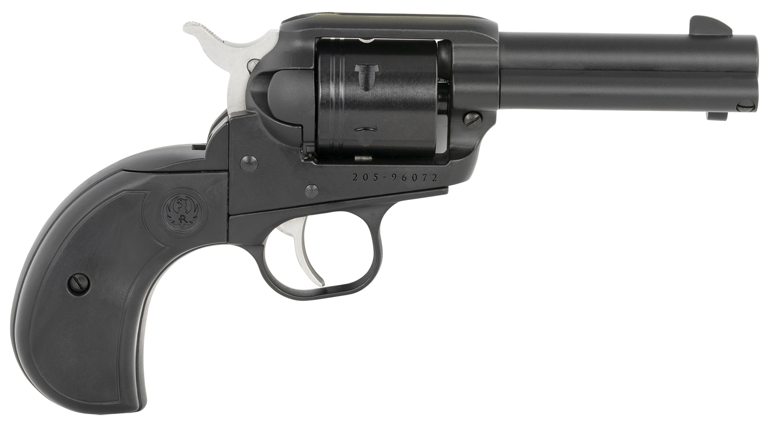 Ruger 2015 Wrangler 22 LR 6 Shot 3.75" Black Cerakote Steel Barrel, Black Cerakote Aluminum Frame, Black Cerakote Cylinder, Black Birdshead Grip, Exposed Hammer