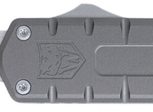 CobraTec Knives CTEGRYM390DNS Enforcer 3.25" OTF Drop Point Plain M390 Steel Blade/Gray Aluminum Handle