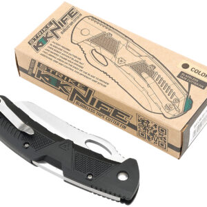 Strike Industries K1BK K1 3.51" Folding Plain AUS-8A SS Blade Black Textured Polymer Handle Includes Pocket Clip