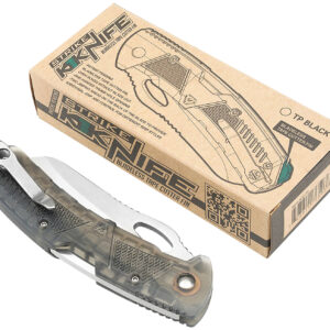 Strike Industries K1TP K1 3.51" Folding Plain AUS-8A SS Blade Smoke Textured Polymer Handle Includes Pocket Clip