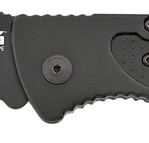 S.O.G SOGFF25CP Escape 3.40" Folding Clip Point Part Serrated Black Hardcased 9Cr18MoV SS Blade Black Anodized Aluminum Handle Includes Belt Clip