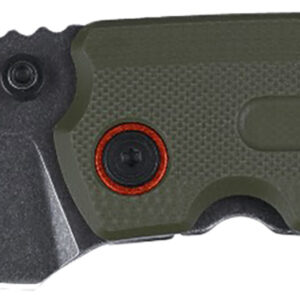 CRKT 6277 Overland Compact 2.24" Folding Plain Stonewashed D2 Steel Blade, Green w/Orange Accents G10/SS Handle, Includes Pocket Clip