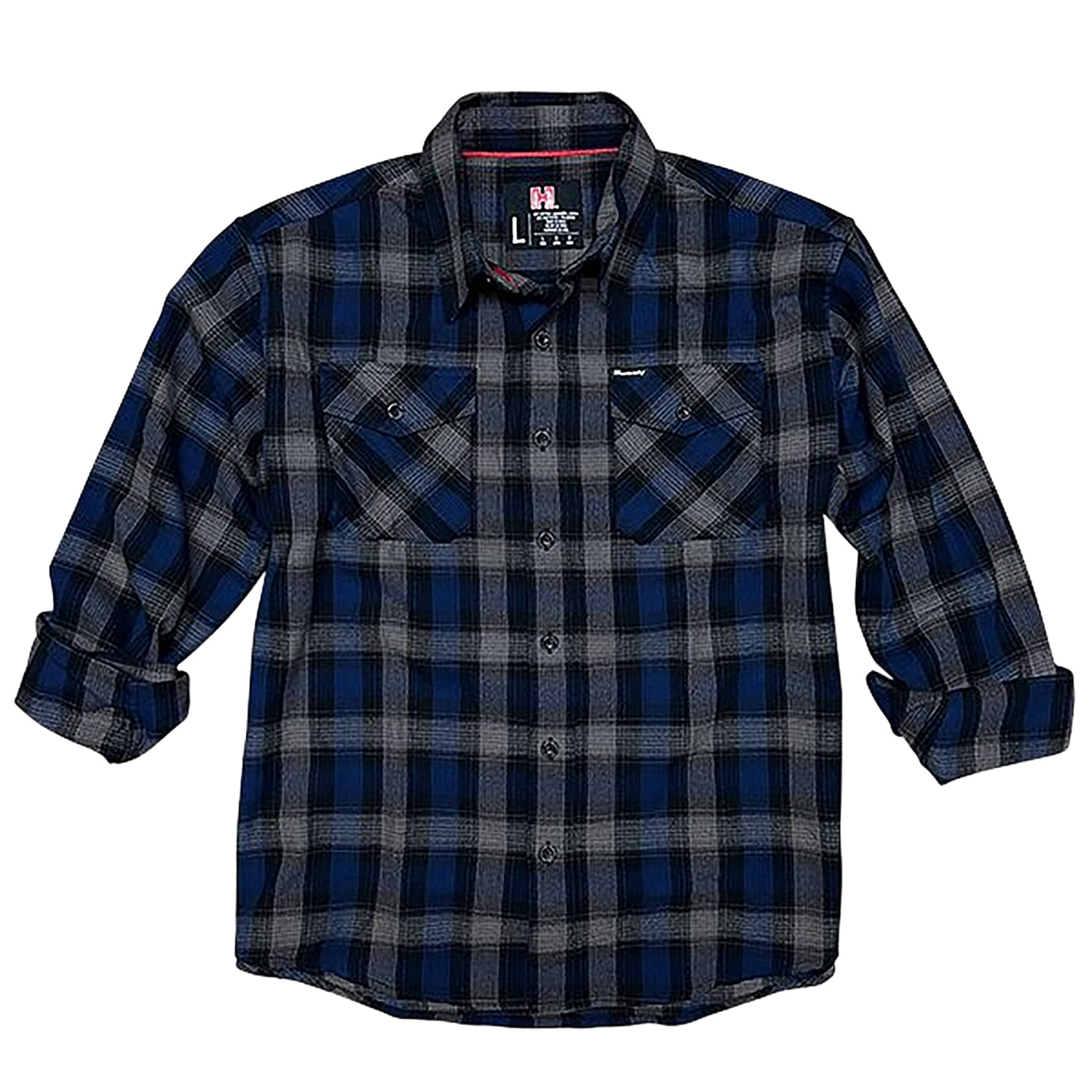 Hornady Gear 32205 Flannel Shirt 2XL Navy/Black/Gray, Cotton/Polyester, Relaxed Fit Button Up