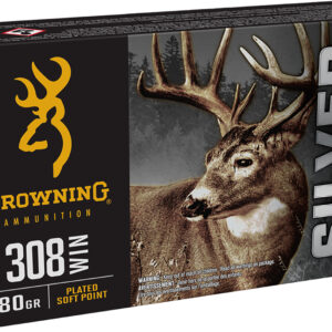 Browning Ammo B192603081 Silver 308Win 180gr Plated Soft Point 20 Per Box/10 Case