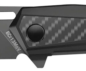 Real Avid AVRAV6 RAV-6 3.40" Folding Tanto Plain Titanium 8Cr13MoV SS Blade, Black Textured Aluminum/Carbon Fiber Handle, Clamshell Pkg