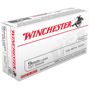 Winchester USA Pistol Ammo 9mm 147 gr. FMJ Flat Nose 50 rd.