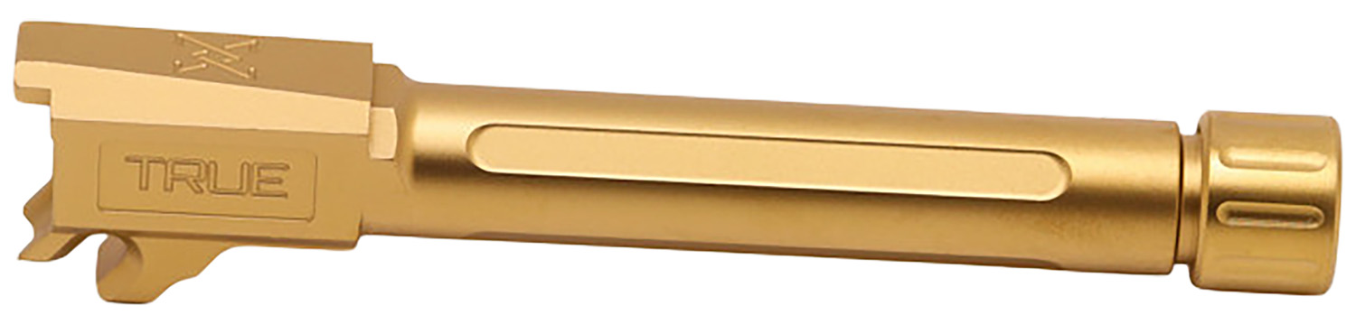 True Precision Inc TPP365FBXTG Sig 9mm Luger 4.30" Threaded Gold TiN Stainless Steel, Fits Sig P365 Fuse