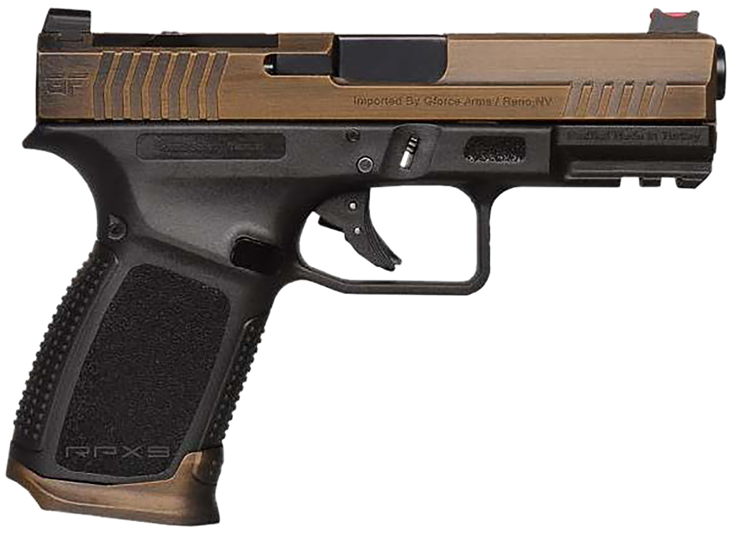 Gforce Arms GFRPX3C9BT Exodus 9mm Luger 15+1 4.02" Black Steel Barrel, Bronze Cerakote Serrated Steel Slide, Black Cerakote Polymer Frame w/Accessory Rail, Black Textured Grip