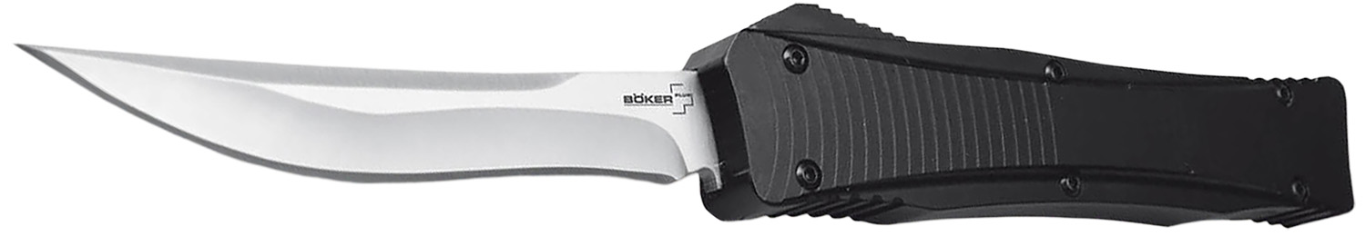 Boker 06EX243 3.35" Plain D2 Steel Blade Black Aluminum Handle