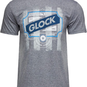Glock AP96210 Blue Line Tee  Gray Ringspun Cotton/Polyester Short Sleeve 3XL