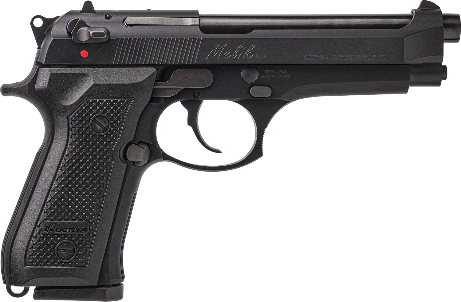Derya Firearms MELIK9TR Melik 9mm Luger 17+1 4.90" Black Melonite Steel Barrel, Black Melonite Serrated Steel Slide, Black Aluminum Frame, Black Polymer Grip