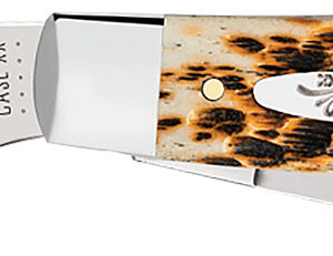 Case 00204 Stockman Large 3.30"/2.30"/2.20" Folding Clip Point/Pen/Sheepsfoot Plain Mirror Polished Carbon Steel Blade, Peach Seed Jigged Amber Bone Handle