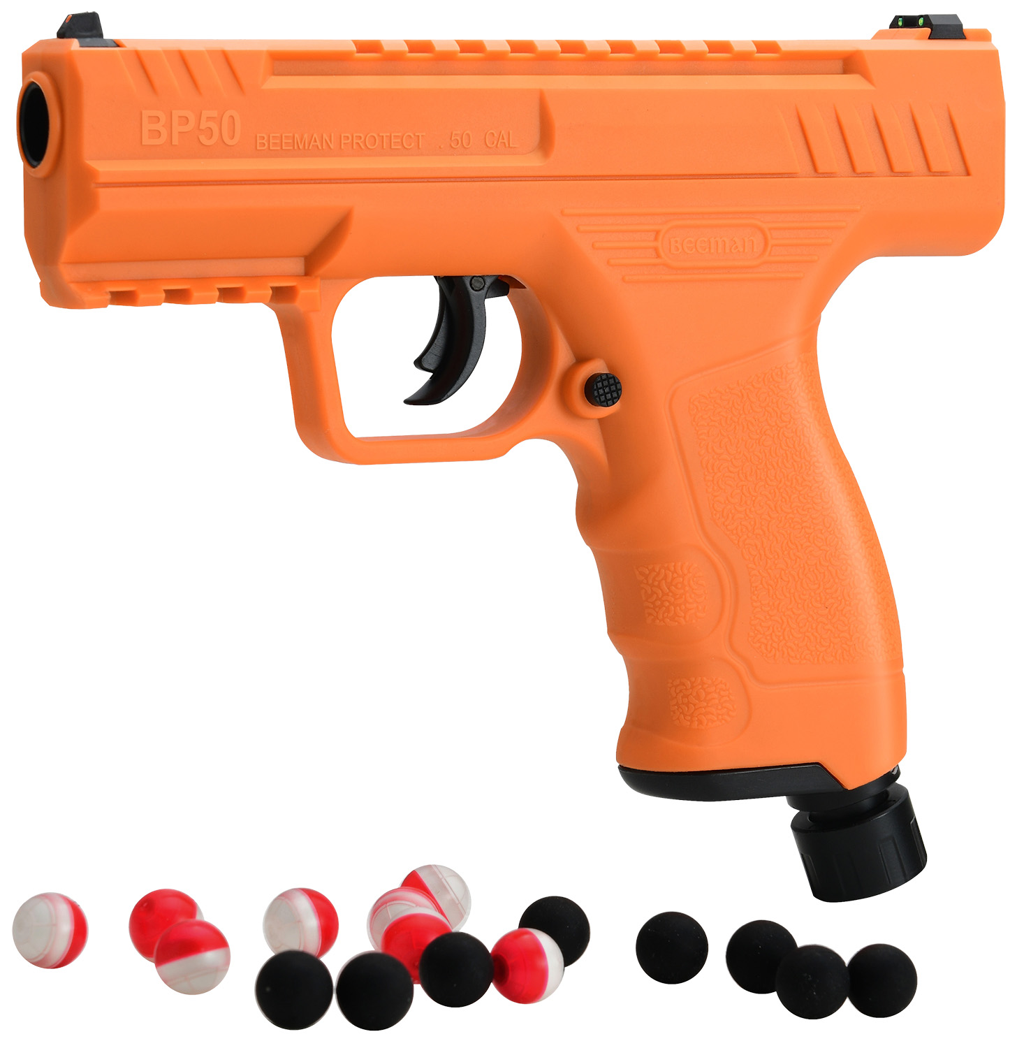 Beeman 6053 Projectile Launcher Combo Orange CO2 50 Cal, 8 Pepper Balls, 8 Steel Balls