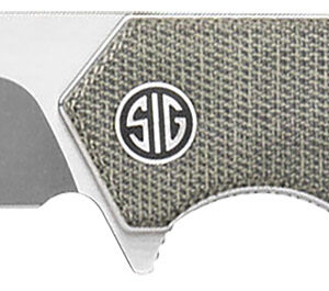 Sig Sauer Knives TS8SG Tsuru  3.30" Folding Tanto Plain Satin 154CM SS Blade, 4.20" Green Canvas Micarta Handle