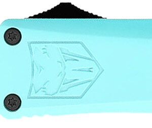 CobraTec Knives STBFS3DNS FS-3 Small 2.75" OTF Drop Point Plain D2 Steel Blade, 4.25" Mint Blue Aluminum Alloy Handle