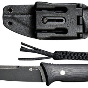 Civivi Knives C19046-3 Tamashii  4.07" Fixed Straight Back Plain Black Stonewashed D2 Steel Blade, 4.73" Black Textured G10 Handle
