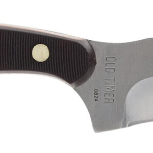 Old Timer 1227067 Sharpfinger 1.60"/3.25" Folding/Fixed Plain Satin Stainless Steel Blade 2.20"/3.75" Brown w/Brass Sawcut Handle
