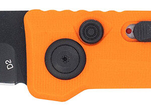 CobraTec Knives CTIFRORG Inferno 3.50" OTF Tanto Plain Black TiCN D2 Steel Blade, 4.75" Blaze Orange Textured Handle