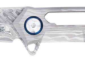 CobraTec Knives CTGSTDAMWNS Ghost 3.88" Folding Wharncliffe Plain Damascus Blade, 4.94" Cut Out Titanium Handle