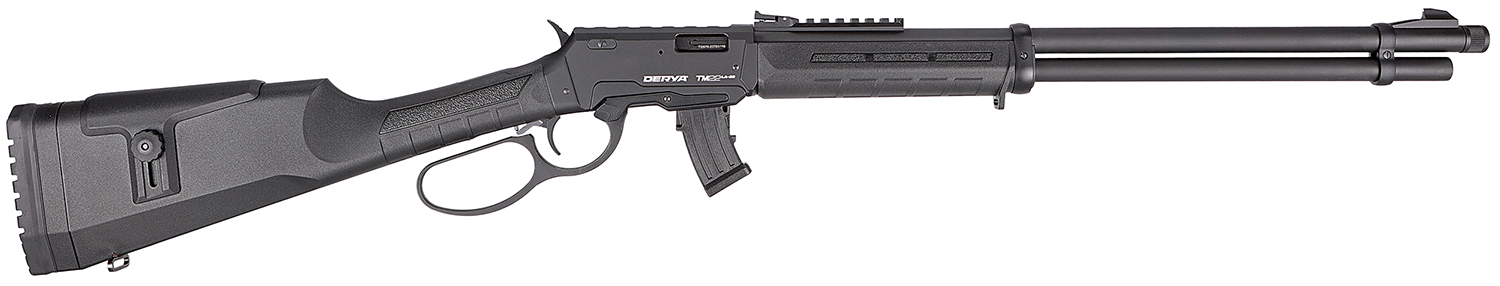 Derya Firearms TM22.LEVER.20 TM22 Lever 22 LR 10+1 20" Black Threaded Barrel, Black Anodized Picatinny Rail Receiver, Black AG w/Extensions Polymer Buttstock