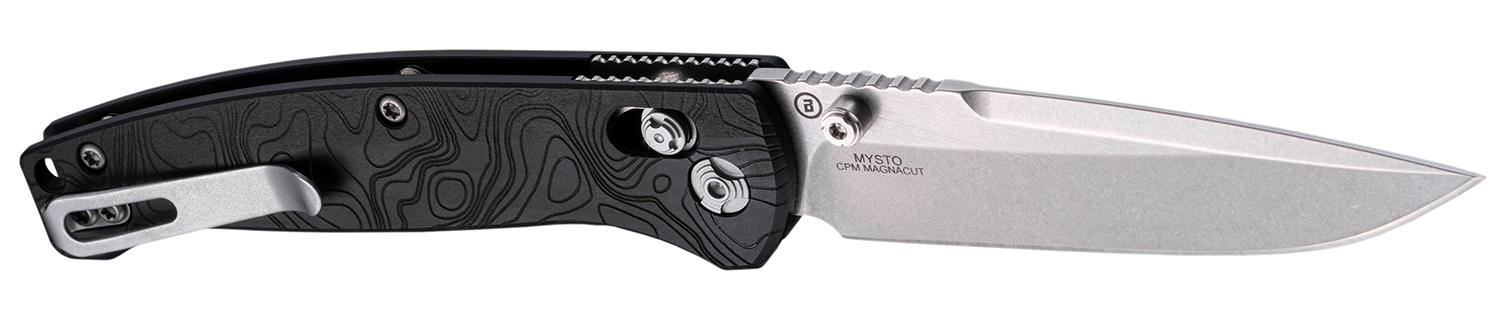 Hogue 24457 Mysto 3.40" Folding Clip Point Plain Black Stonewashed CPM MagnaCut Steel Blade, Maple Valley Richlite Black Handle