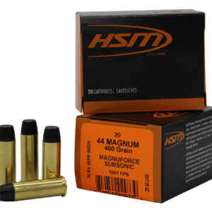 HSM 44M19N   44RemMag Subsonic 400gr Hard Cast Long Flat Nose 20 Per Box/20 Case