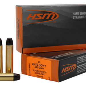 HSM 457016N 45-70Gov 550gr Hard Cast Long Flat Nose 20 Per Box/25 Case