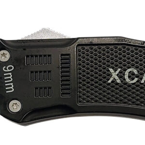 Xcaliber Knife Company  9mm  Large 3.80" OTF Drop Point Black 440C SS Blade, 5.30" Steel Handle