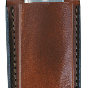 Bianchi 10737 Open Top Mag Pouch Single Tan Leather Belt Clip Compatible w/ 9mm/40/ 45/380 Belts 1.75" Wide