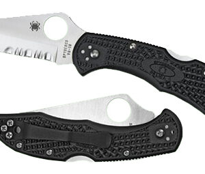 Spyderco C11SBK Delica 4 2.88" Folding Drop Point Serrated VG-10 SS Blade/Black Textured FRN Handle Includes Pocket Clip