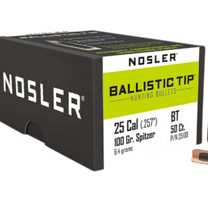 Nosler 25100 Ballistic Tip 25Caliber 100gr Spitzer 50/Box