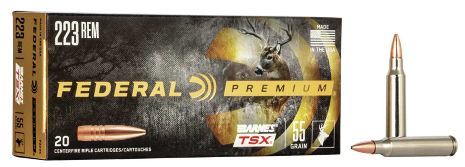 Federal P223S Premium 223Rem 55gr Barnes TSX 20 Per Box/10 Case