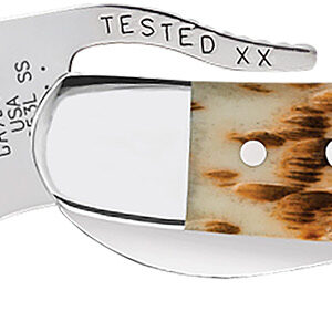 Case 0260 6 RussLock 2.70" Folding RussLock Clip Plain Mirror Polished Tru-Sharp SS Blade/Peach Seed Jigged Amber Bone Handle