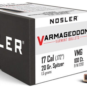 Nosler 17210 Varmageddon 17Cal 20gr Flat Base Tipped 100/Box