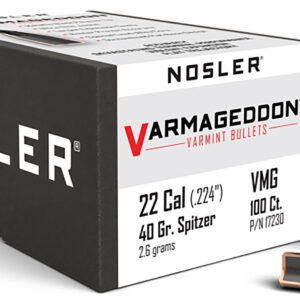 Nosler 17230 Varmageddon 22Cal 40gr Flat Base Tipped 100/Box