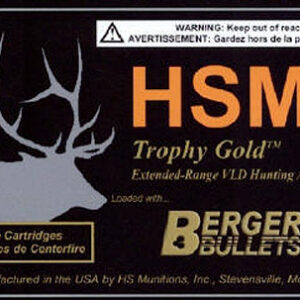 HSM 300WBY168VLD Trophy Gold Extended Range 300 Wthby Mag 168 gr Berger Hunting VLD Match 20 Per Box/ 20 Case