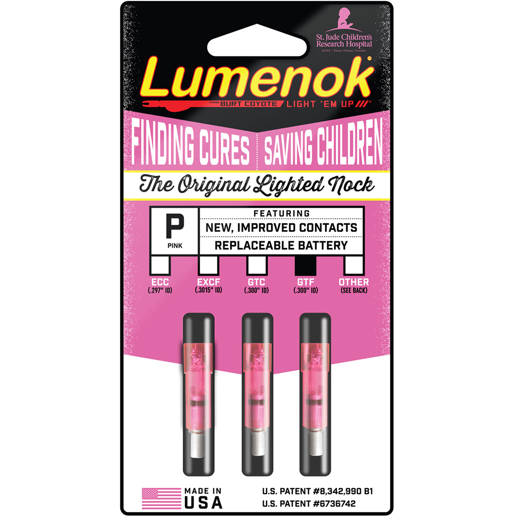 Lumenok Crossbow Nocks Pink Flat Gold Tip 3 pk. - Image 2