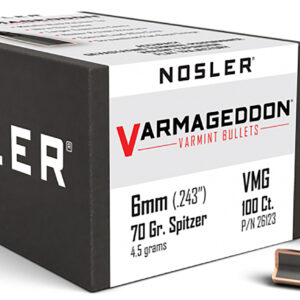 Nosler 26123 Varmageddon 6mm 70gr Flat Base Tipped 100/Box