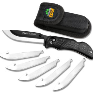 Outdoor Edge RL10C RazorLite 3.50" Folding Plain Black Oxide 420J2 SS Blade, Black TPR Handle