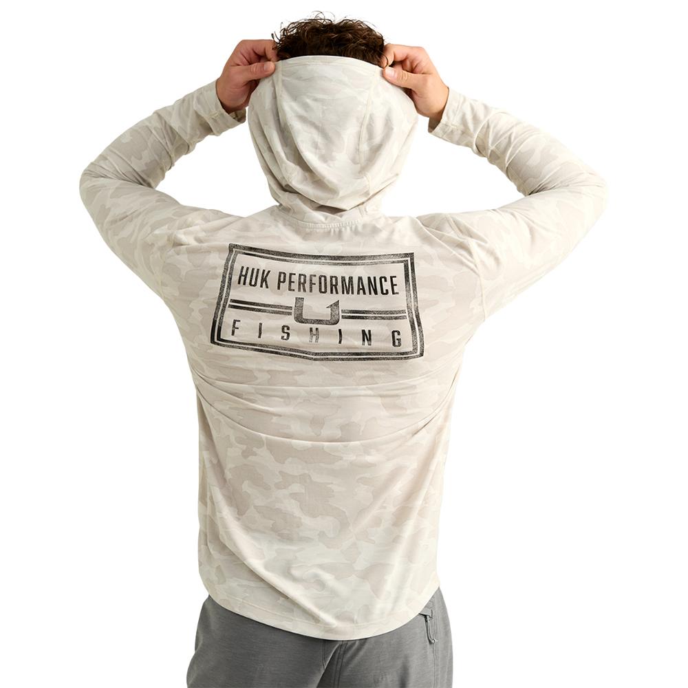 Huk Drift Performance Hoodie Long Sleeve Shirt Silver Birch Camo XL