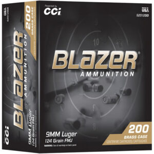 CCI Blazer Brass Pistol Ammo 9mm Luger 124gr. FMJ 200 rd.